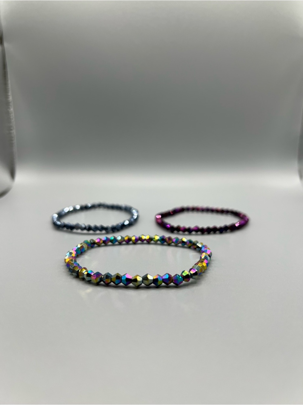 Multicolor Hematite Beaded Stretch Bracelet - Handmade #B0164T